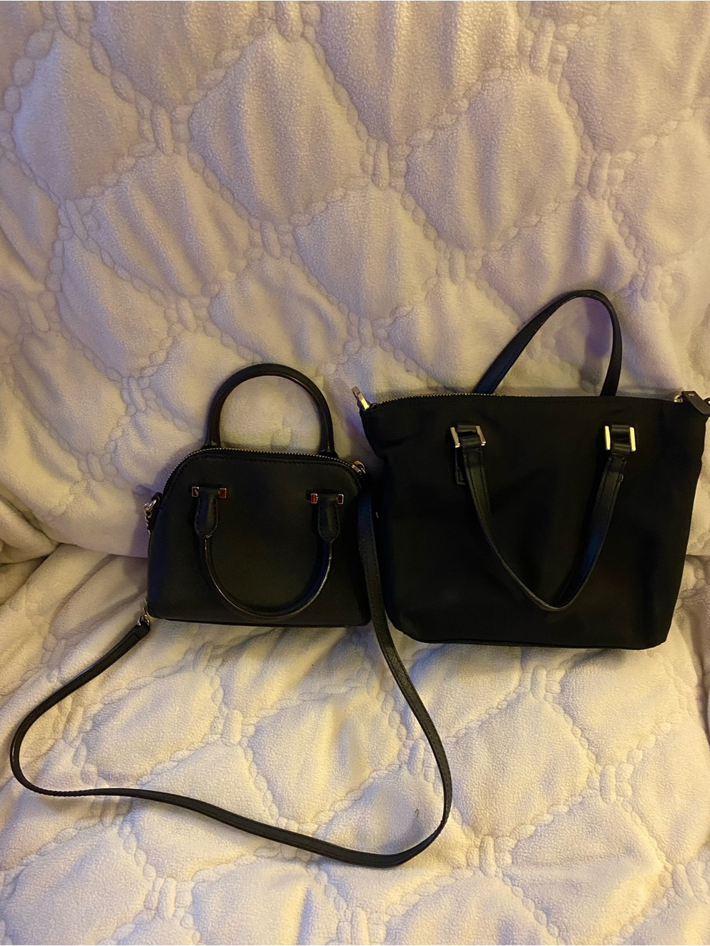 kate spade Black Tote and Mini Crossbody Satchel Set